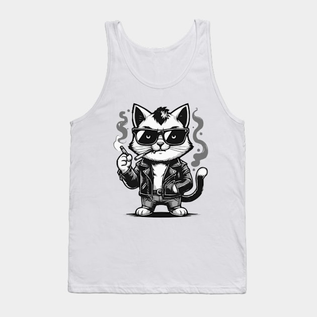 Funny Cool Cat Smoking Cigarrets Like a Gangsta Tank Top by Cute Catss